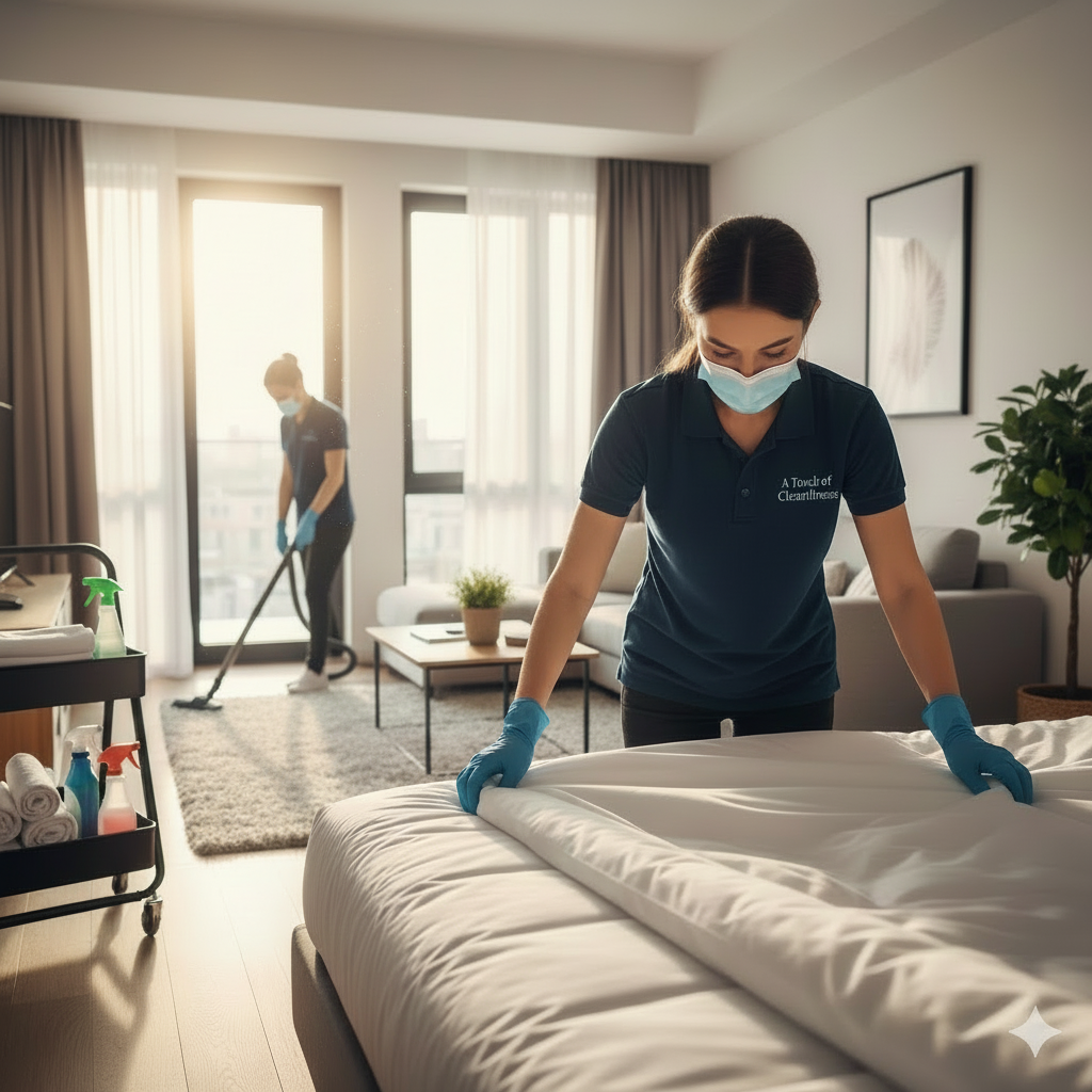 Professional cleaner at work